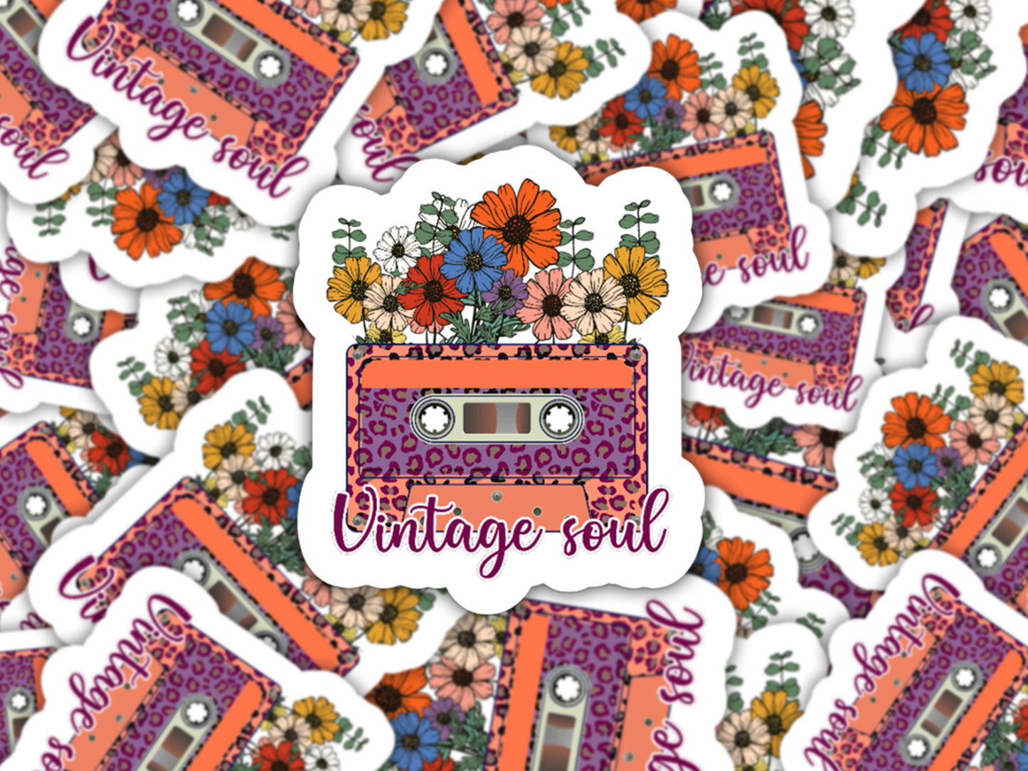 vintage soul sticker, flower stickers, cassette tape, throwback sticker, vintage sticker, cassette tape sticker, retro sticker, 80's sticker