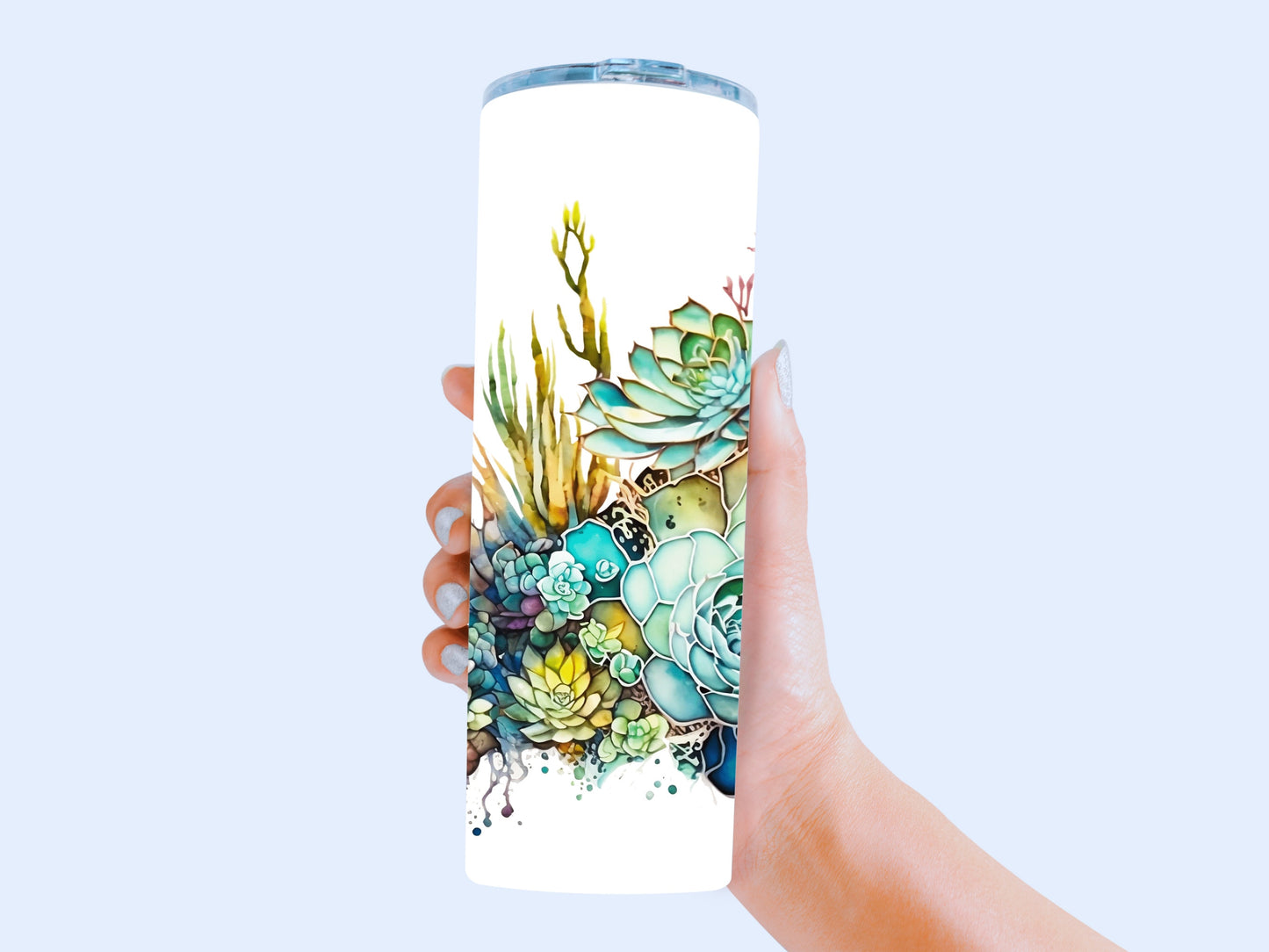 watercolor succulent mug, succulent tumbler, plant cup, cactus gifts, cactus tumbler, gifts for plant lovers, plant store gifts