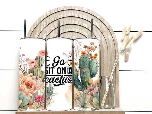 go sit on a cactus, cactus mug, plant cup, cactus gifts, cactus tumbler, gifts for plant lovers, plant store gifts, succulent tumbler