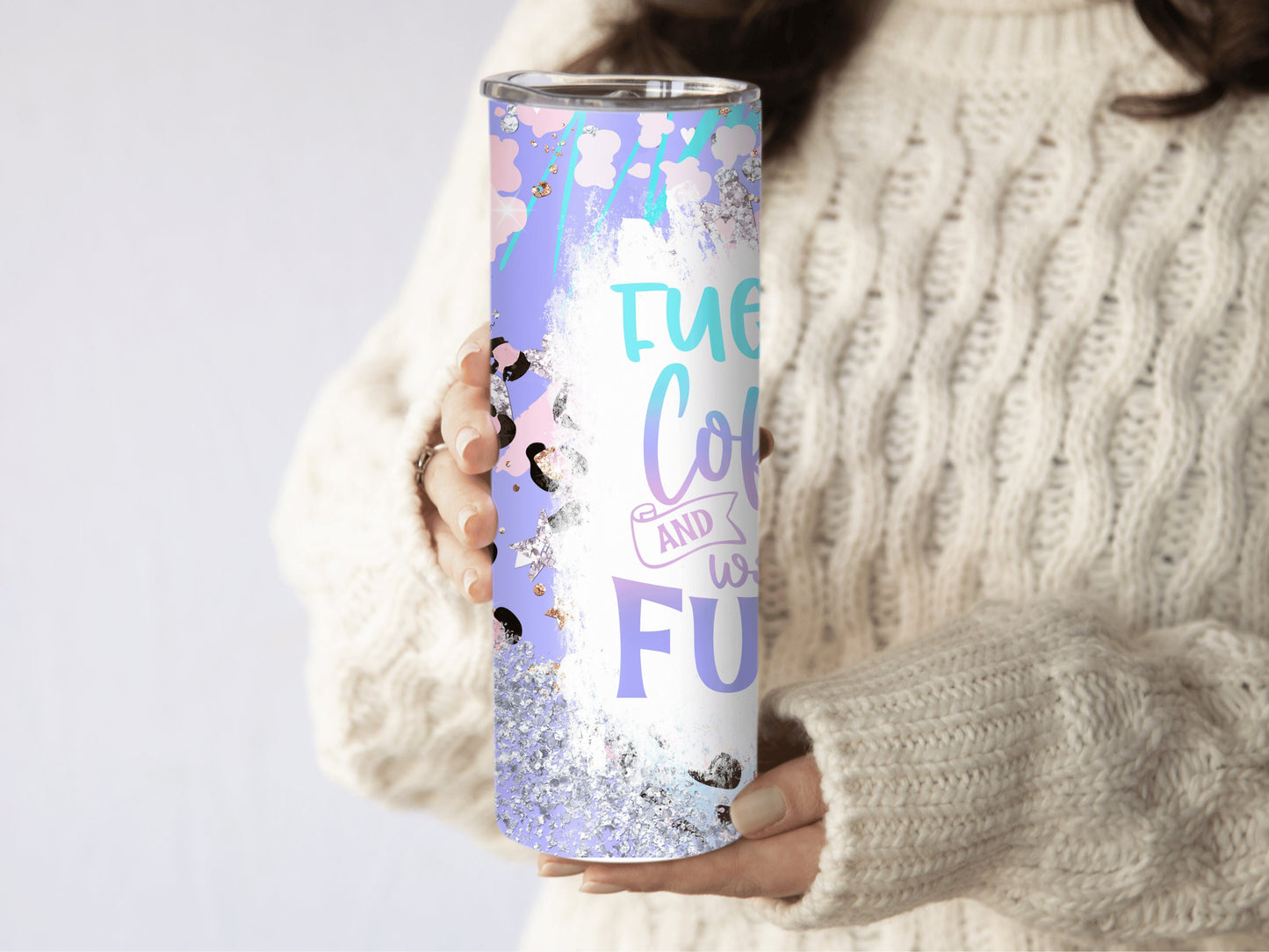 fueled by coffee, cuss word tumbler, funny tumbler, adult humor gifts, gifts for coffee lovers, gifts for coworkers, cuss words