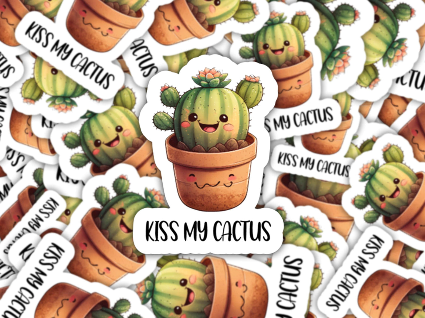 kiss my cactus sticker, plants sticker, plant gifts, succulent sticker, cactus gifts, gifts for plant lover, plant shop stickers