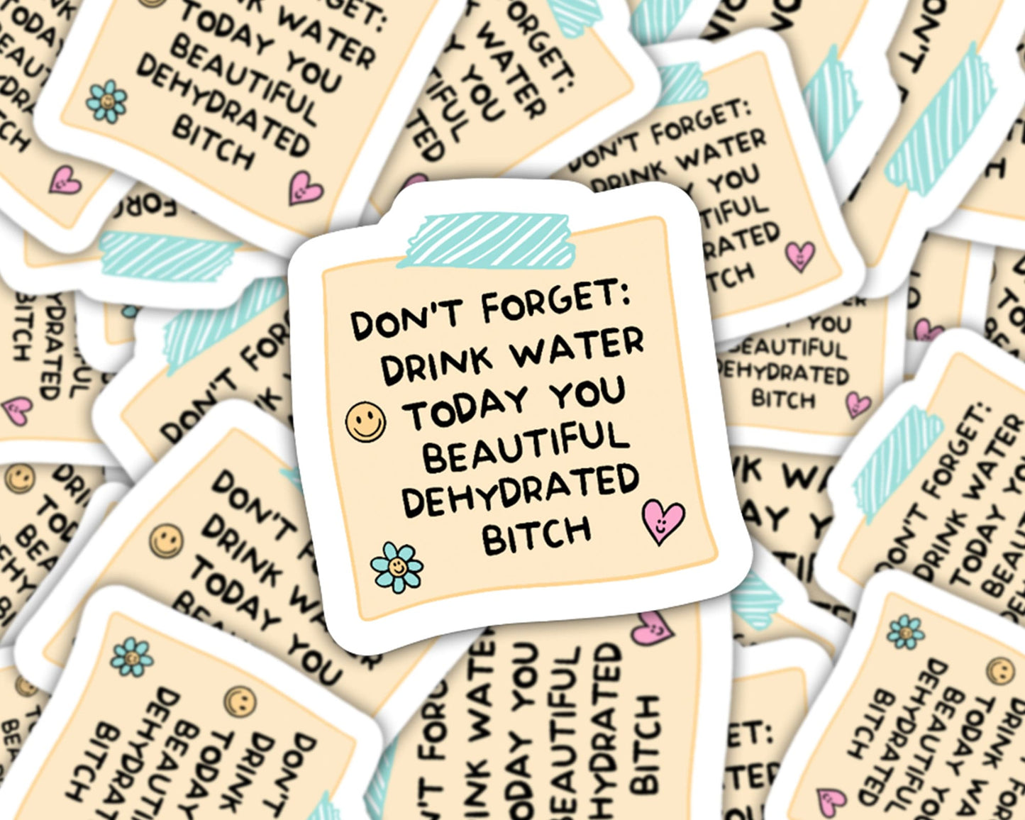 drink water sticker, drink water reminder, dehydrated bitch, water bottle stickers, daily to do list, gifts for friends, bitch stickers
