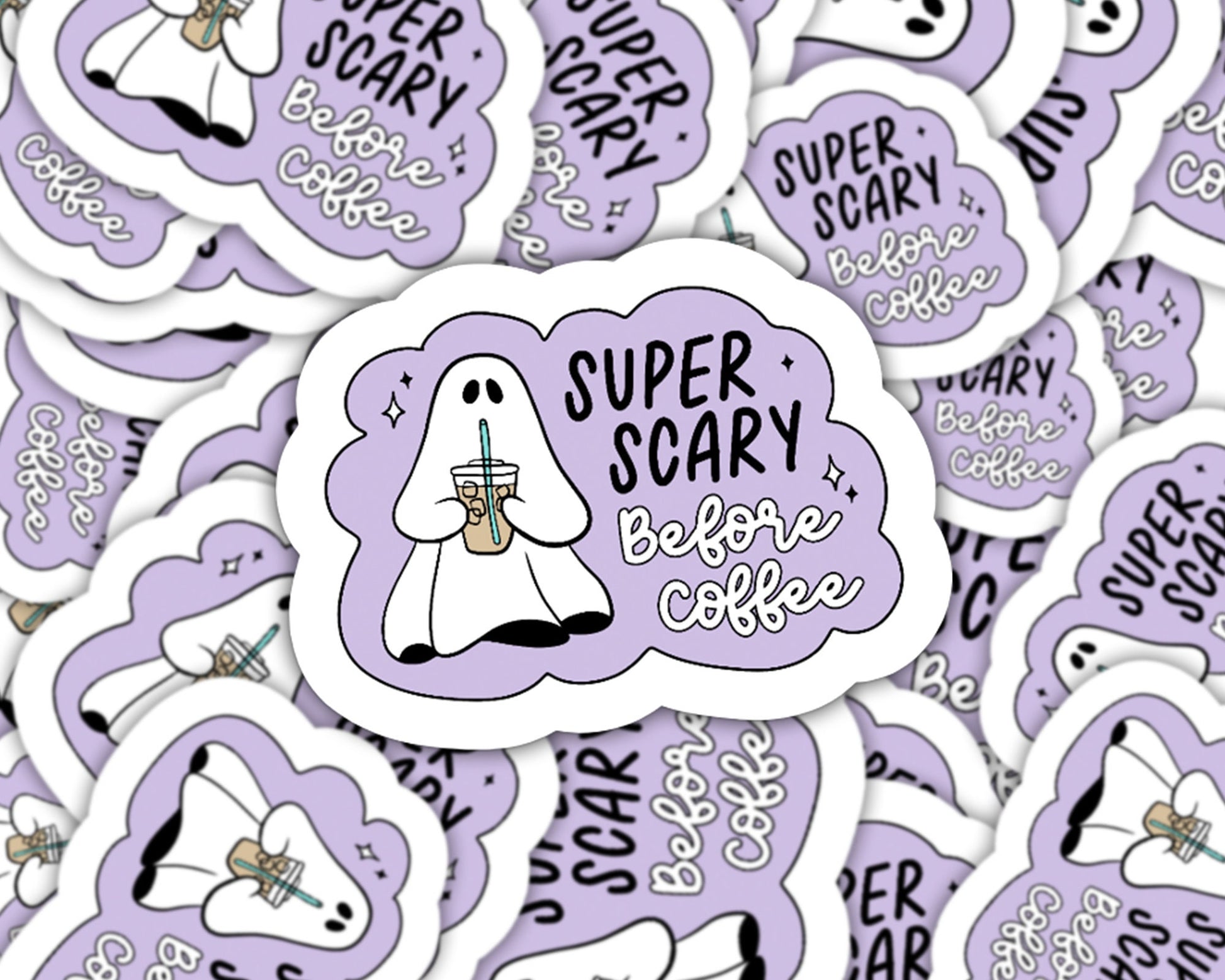 super scary before coffee sticker, coffee sticker, coffee lover, barista stickers, coffee cup, iced coffee sticker, coffee love sticker