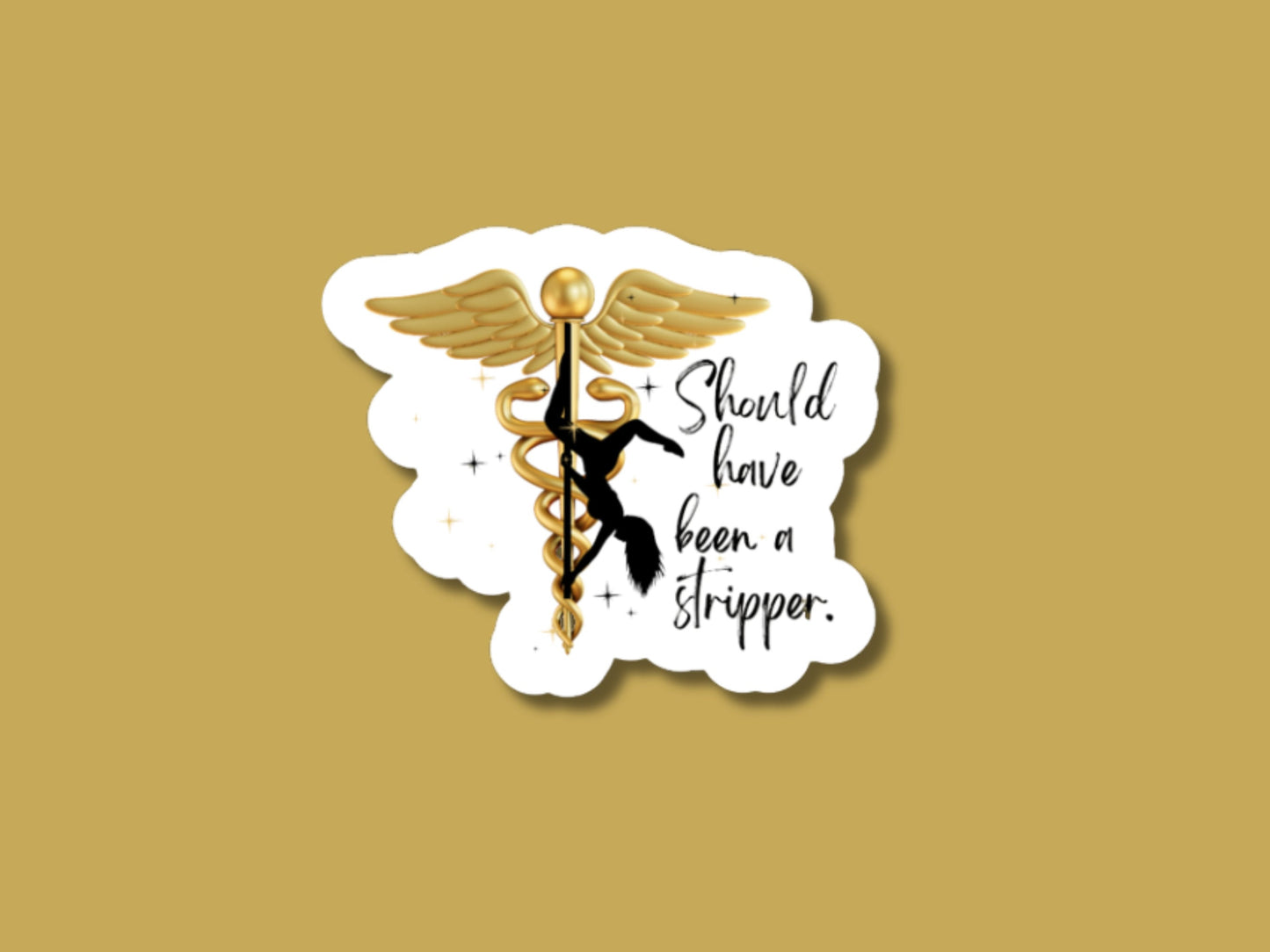 should have been a stripper, respiratory therapy sticker, nurse sticker, physician sticker, funny healthcare sticker, medical caduceus