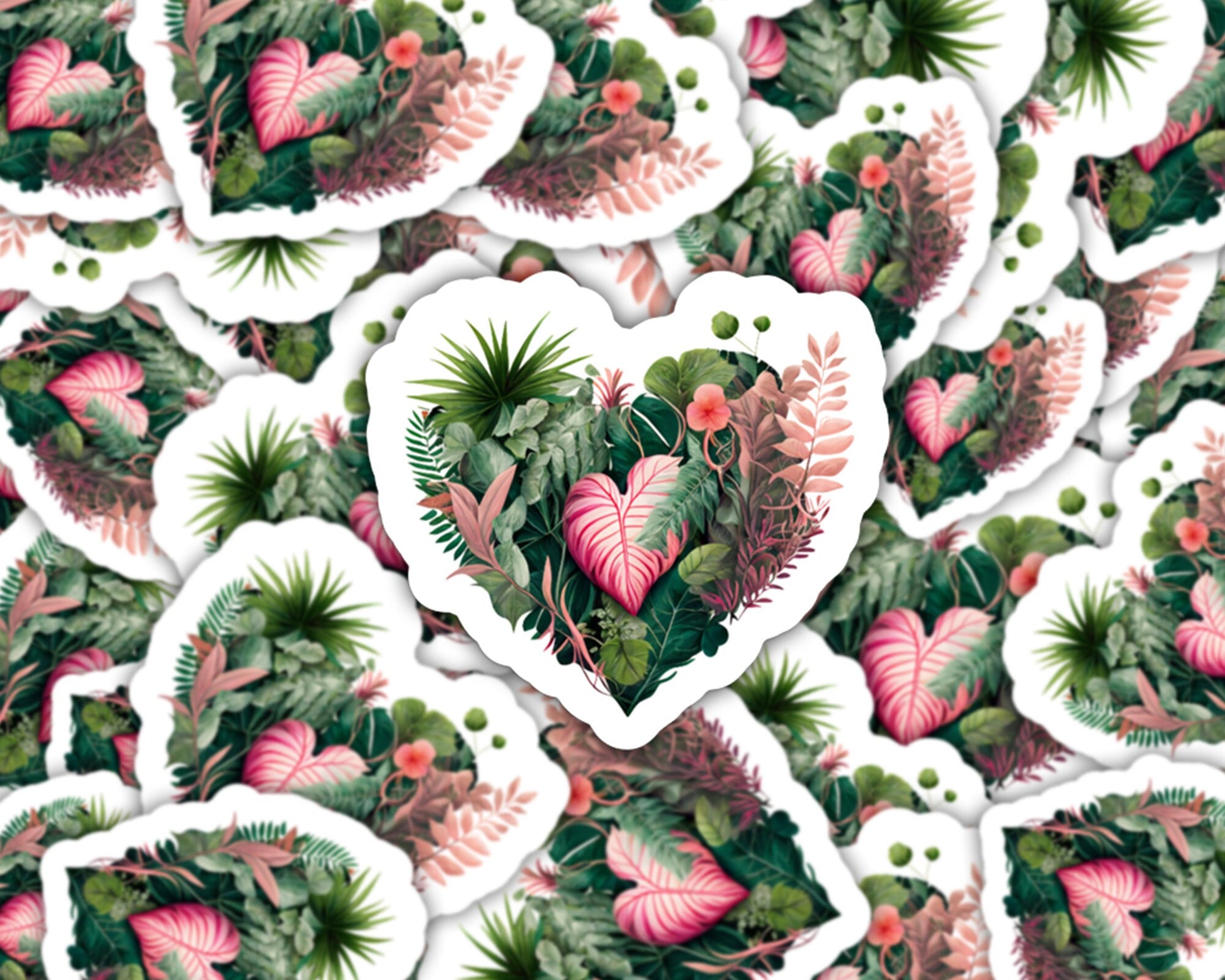 heart plant, plant hearts, gift for plant lover, pink monstera sticker, plant store, plant gifts, cute plant sticker, plant sticker