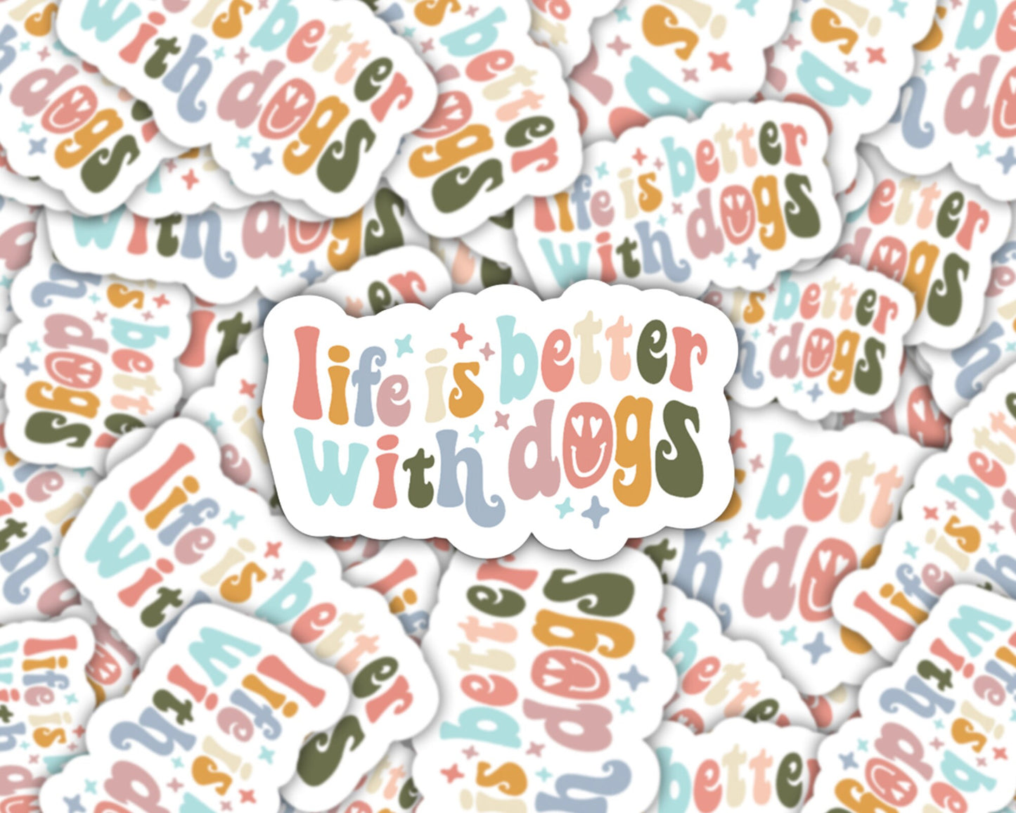life is better with dogs, dog stickers, dog lover gifts, pet shop stickers, dog mom, dogs over people, goldendoodle mom, pittie stickers