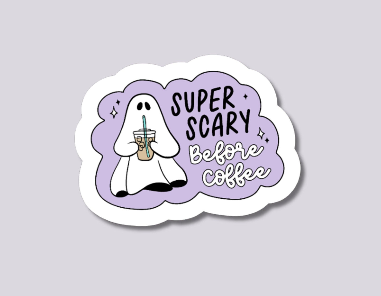 super scary before coffee sticker, coffee sticker, coffee lover, barista stickers, coffee cup, iced coffee sticker, coffee love sticker