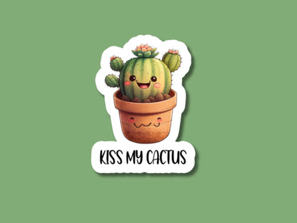 kiss my cactus sticker, plants sticker, plant gifts, succulent sticker, cactus gifts, gifts for plant lover, plant shop stickers