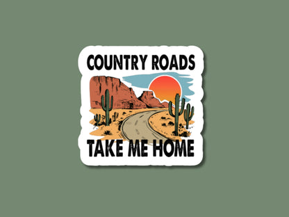 country roads take me home sticker, sticker for laptop, cowboy stickers, country music gifts, country music lover, gifts for cowgirls